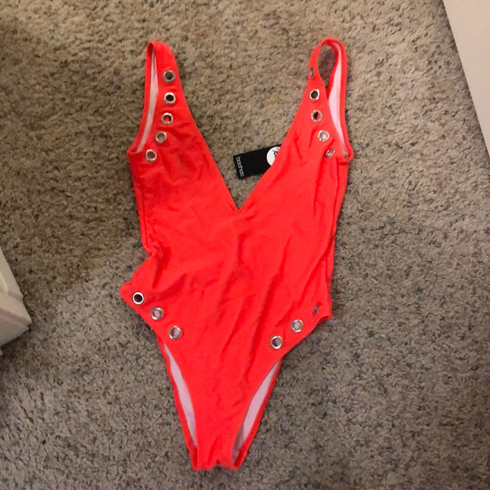 Neon low cut hot one piece